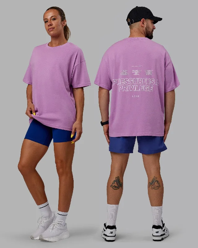 Super Bargain Unisex Pressure Heavyweight Tee Oversize - Light Violet-White