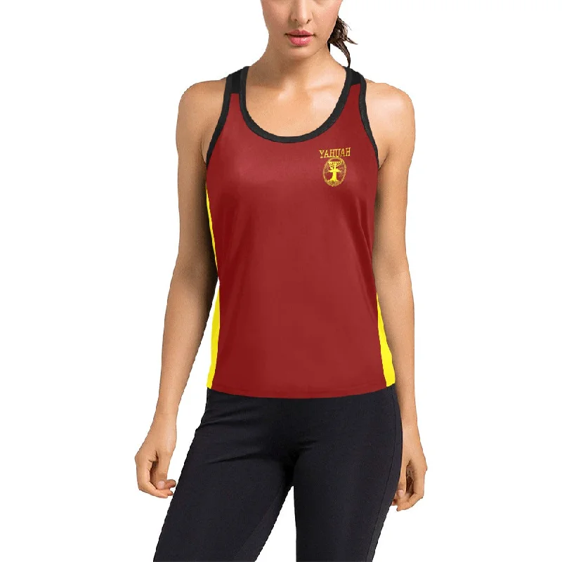 Crazy Deals Yahuah-Tree of Life 02-01 Red Ladies Designer Racerback Tank Top