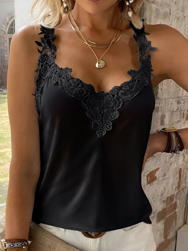 Bonus Offer Full Size Lace Detail V-Neck Tank