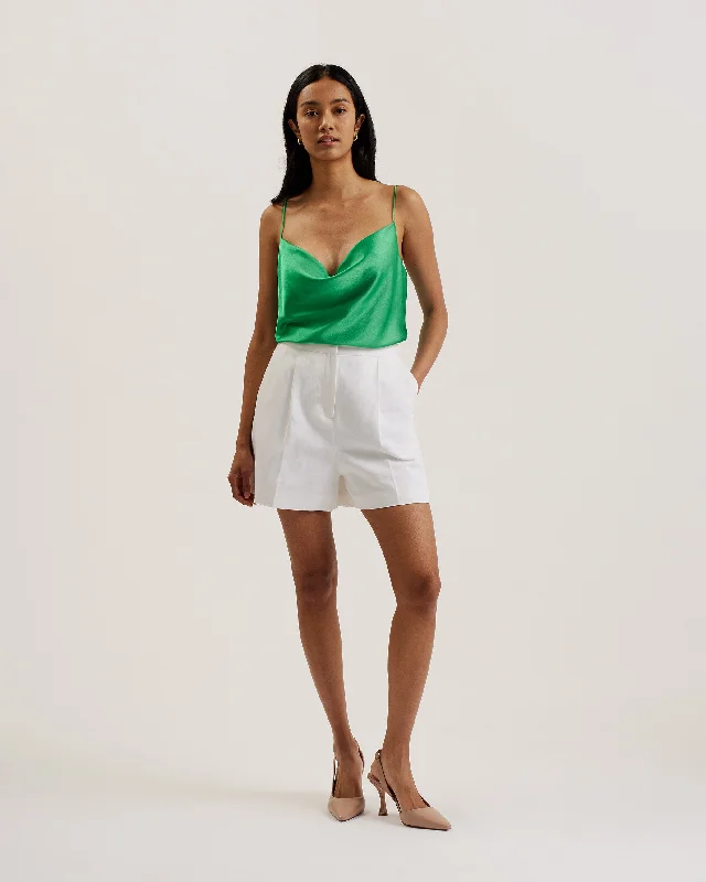 Weekend Bargains Just for You Kiti Satin Cowl Neck Cami Top Green
