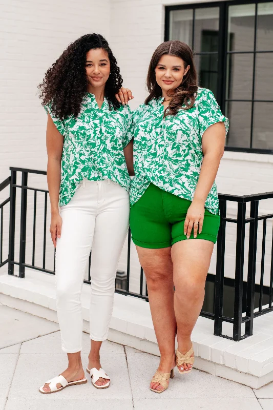 Today's Special Lizzy Cap Sleeve Top in Emerald and White Floral