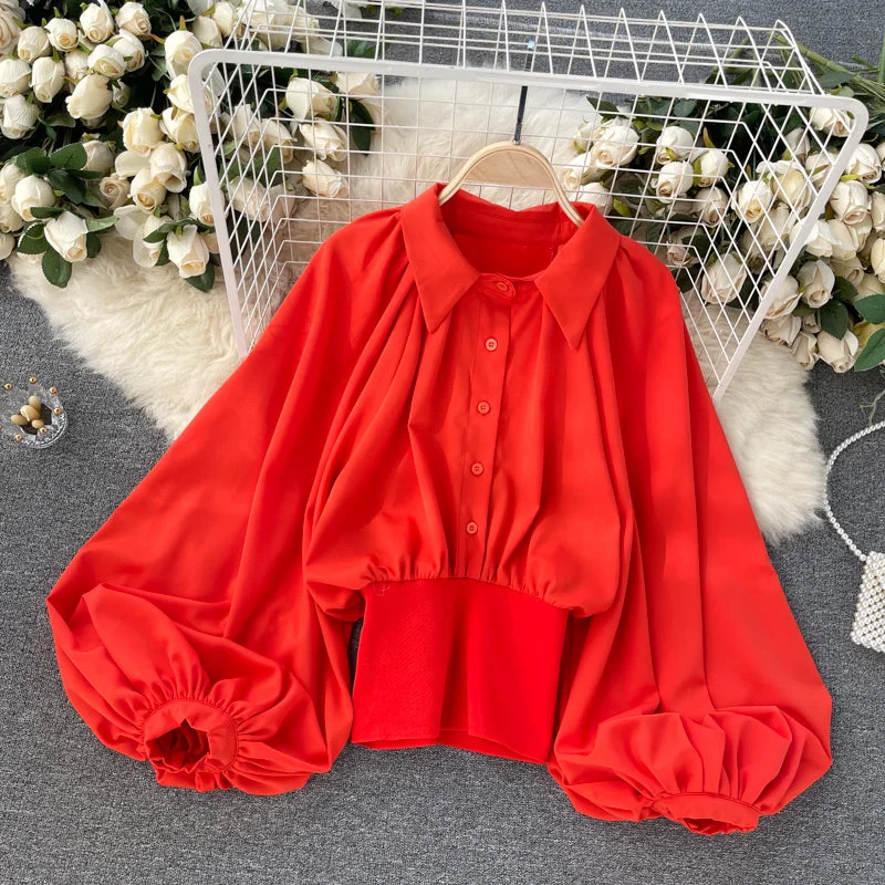 Exclusive Deal Simple puff sleeve top     S205