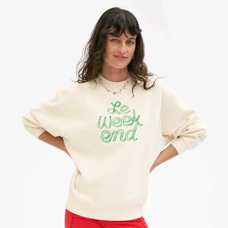 Sale Alert "Le Weekend" Oversized Sweatshirt (Cream)