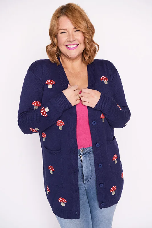 Weekend Offers That Delight Angela Navy Mushroom Cardi