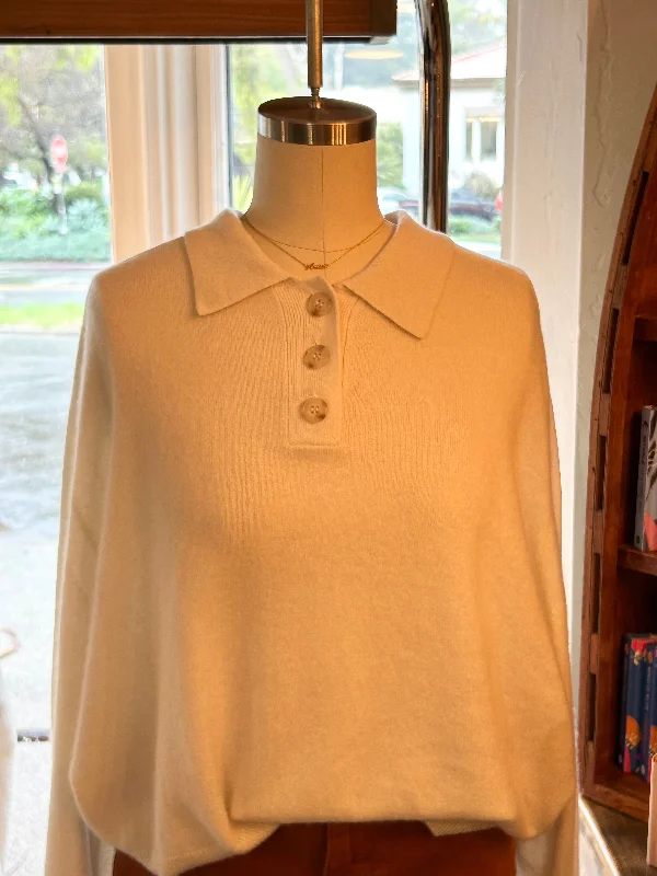 Flash Deals Cream Half Button Sweater