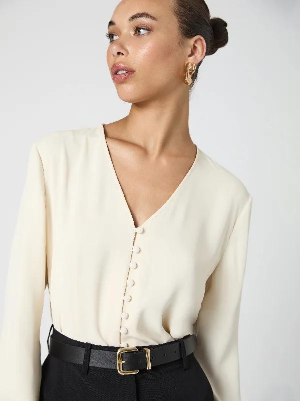 Weekend Flash Sale Carmen Crepe Bell Sleeve Blouse