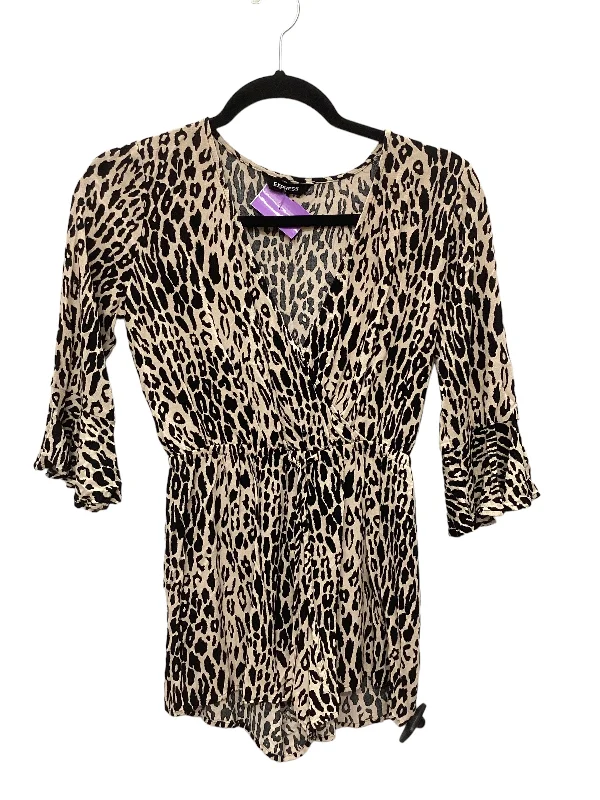 Final Clearance Animal Print Top Short Sleeve Express, Size Xs