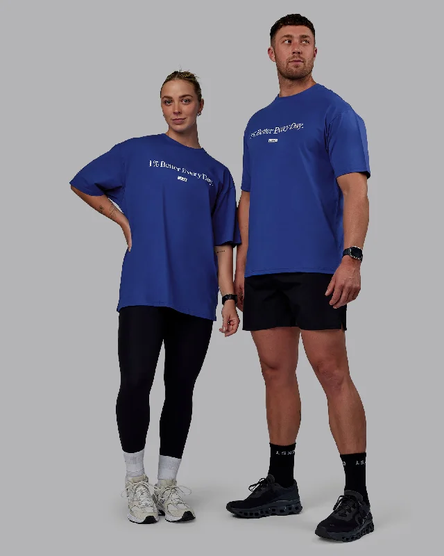 Value Deals Unisex 1% Better FLXCotton Tee Oversize - Power Cobalt-White