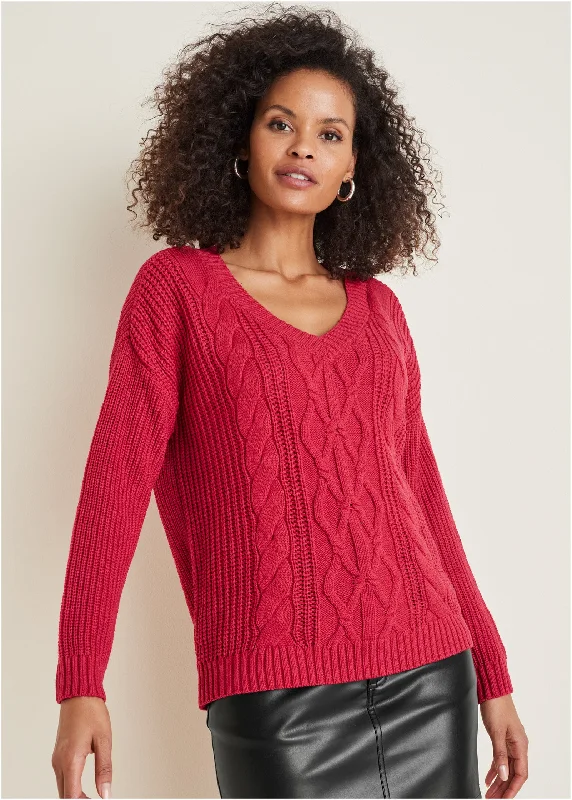 Weekend Discounts to Indulge In Cable Knit Sweater - Barberry
