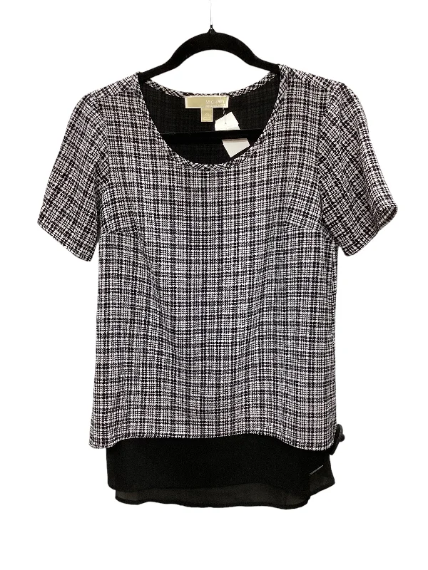 Clearance Sale Black & White Top Short Sleeve Michael By Michael Kors, Size Xs