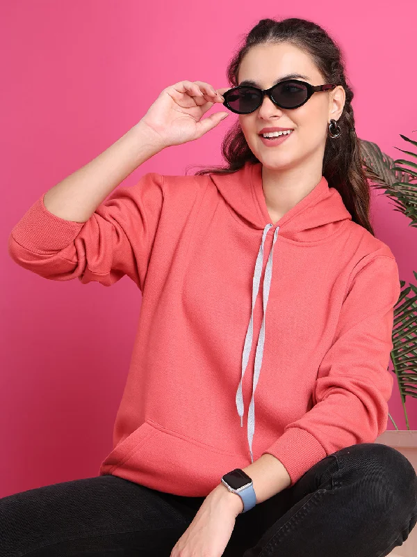 Today's Special VimaL Jonney Regular Fit Pink Solid Hoodie For Women