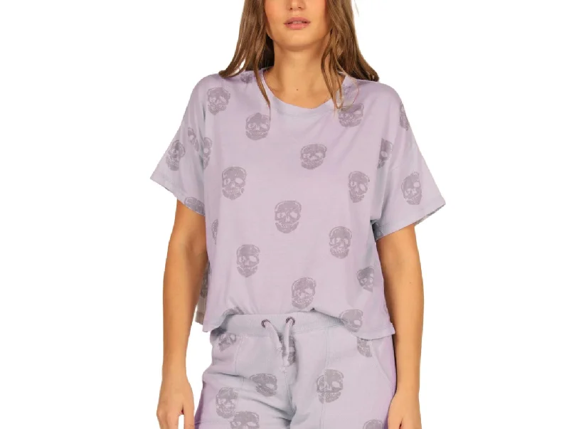 Instant Discount Vintage Havana Lavender Skull Boxy Crop Tee VH9407