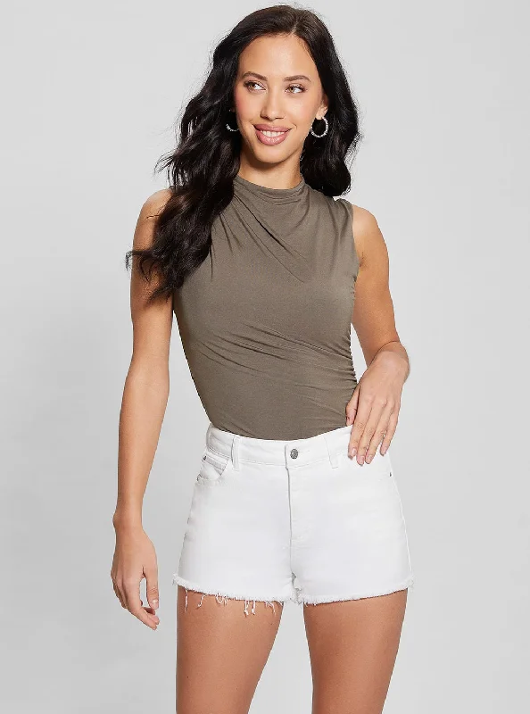 Super Sale Eco Brown Funnel Neck Marla Top