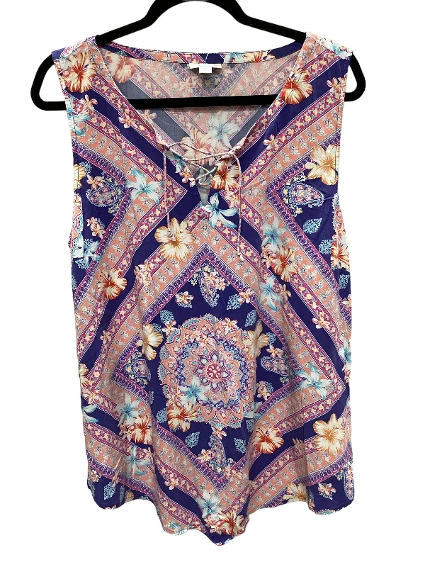 Take Action Multi-colored Top Sleeveless J. Jill, Size Xl
