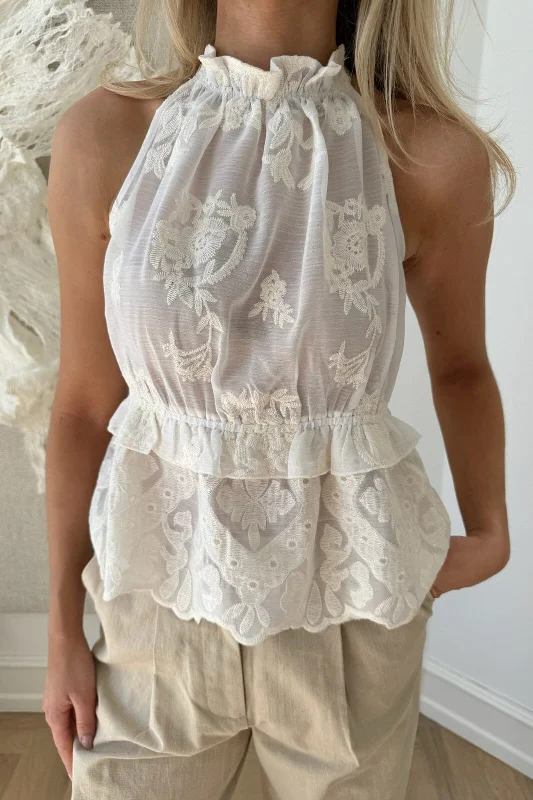 Midnight Sale BYIC - Ellinoric Lace Top - vw Vintage White