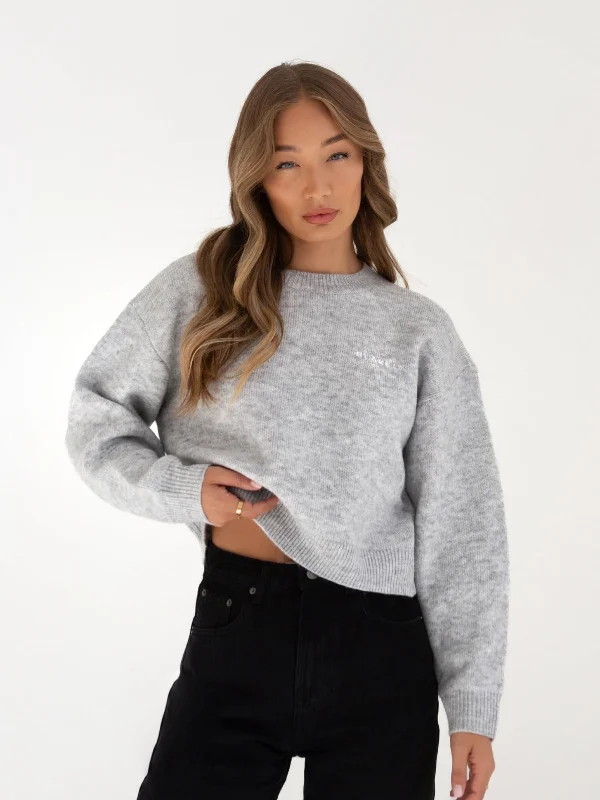 Discount Mania Elara Knitted Sweater - Marl Grey