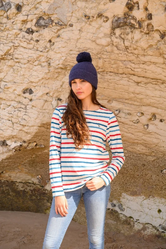 Stock Clearance Causeway Breton Top - Red Teal Stripe