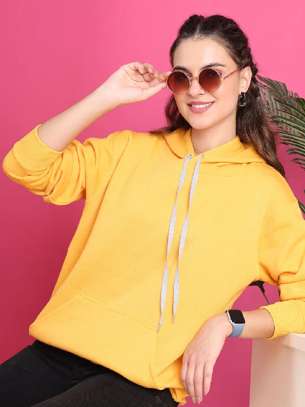 Limited Offer VimaL Jonney Regular Fit Yellow Solid Hoodie For Women