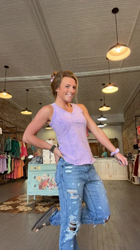 Weekend Shopping Made Better The Crinkle Tank-Lavender