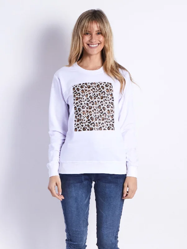 Weekend Savings Bonanza Leopard Sweat - White