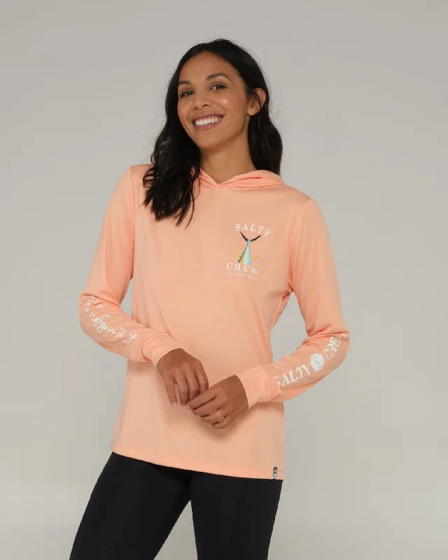 Major Savings Tailed Hooded Sun Shirt - Apricot