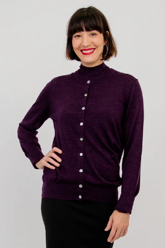 Weekend Offers That Tempt Kitten Cardigan, Plum, Merino Wool
