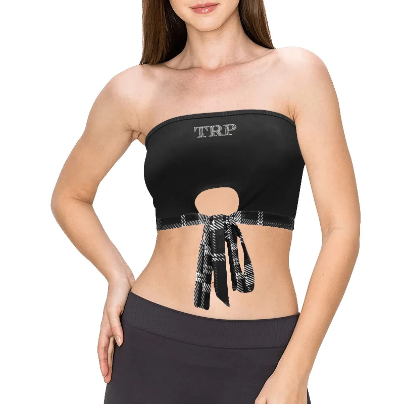 Super Bargain TRP Twisted Patterns 06: Digital Plaid 01-06B Designer Tie Bandeau Top Super Bargain TRP Twisted Patterns 06: Digital Plaid 01-06B Designer Tie Bandeau Top