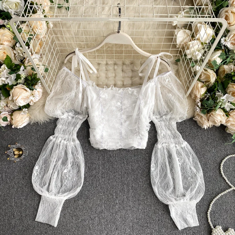 Major Deal Cute lace long sleeve tops      S523