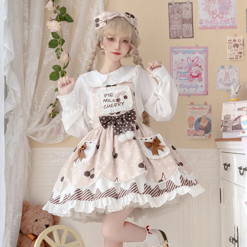 Don't Miss Out Eieyomi~Pie milk cherry~Sweet Lolita Salopette and Blouse