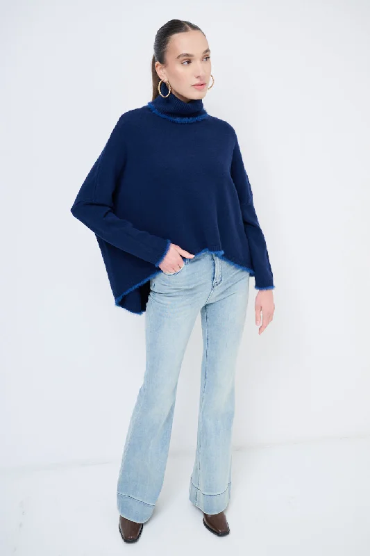 Limited Offer Turtleneck sweater with raw edge details wholesale