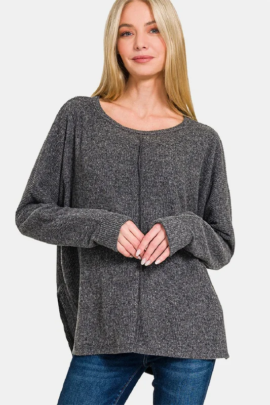 Anniversary Sale Zenana High-Low Side Slit Round Neck T-Shirt