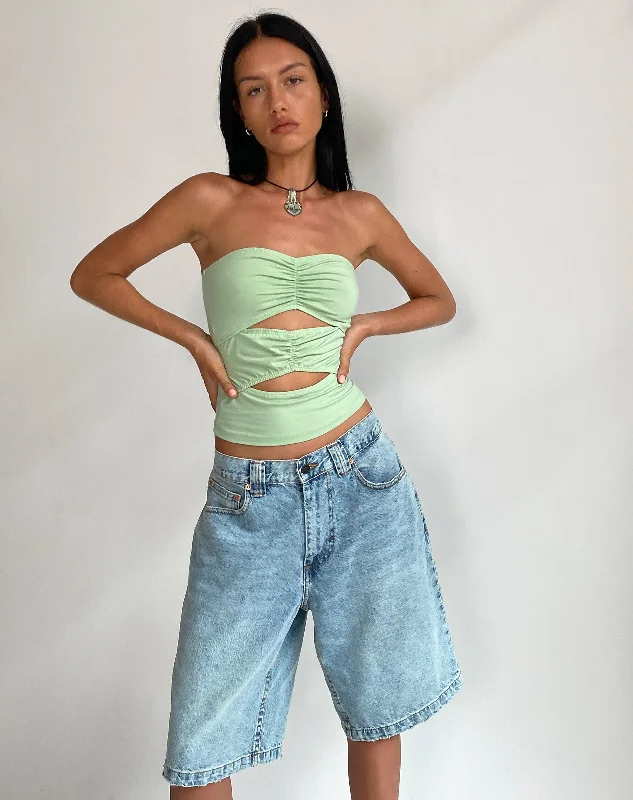 Savings Event Dayu Bandeau Crop Top in Silver Sage