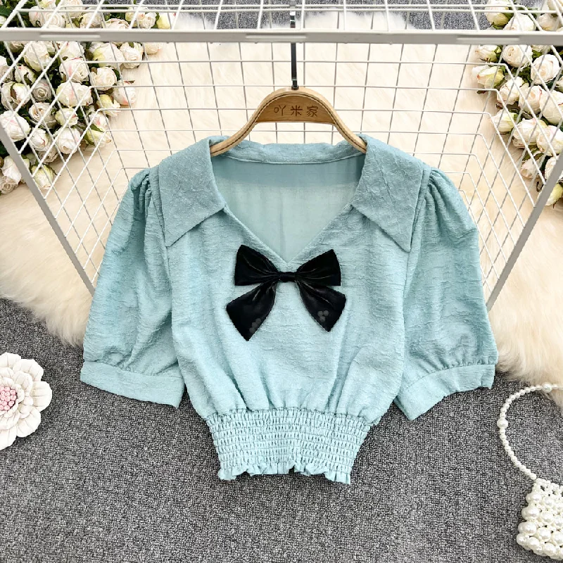 Don't Delay Cute v neck crop tops    S182