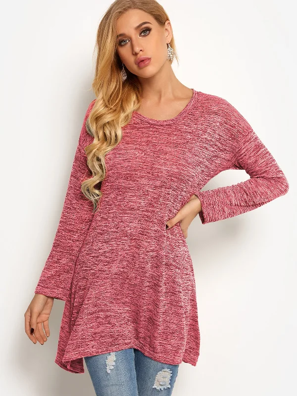 Today’s Special Custom Crew Neck Plain Long Sleeve Irregular Hem T-Shirts