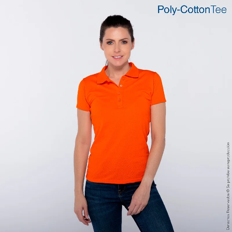 Weekend Discounts to Love Playera Tipo Polo Piqué con Silueta para Dama · 50% Algodón 50% Poliéster · Color Naranja