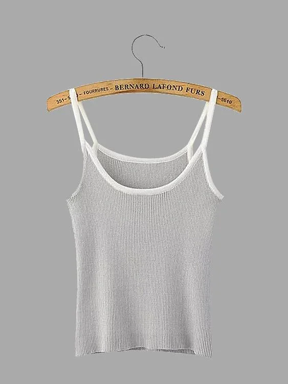 Limited Availability Custom Round Neck Plain Sleeveless Gray Camis