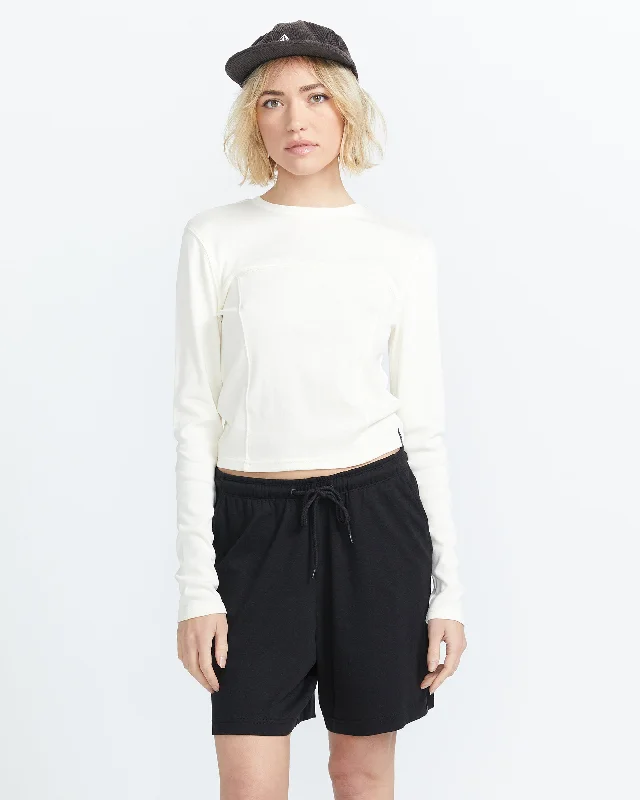 Time-Limited Offer Lived in Lounge Rib Long Sleeve Top - Bone