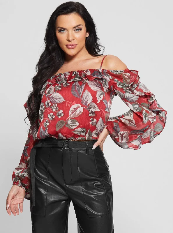 Weekend Offers That Dazzle Red Floral Iggy Top