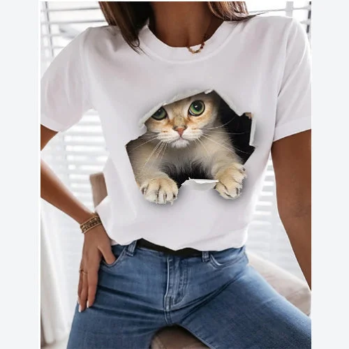 Daily Deals Printed Short Sleeve Women Clothing Wholesale T Shirts Casual