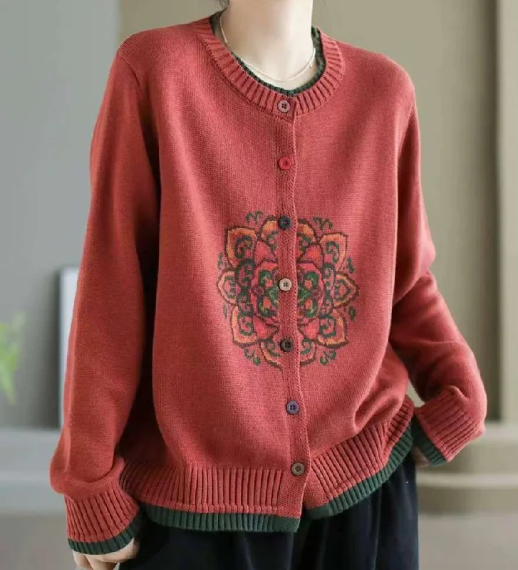 Last Chance Women Casual Embroidered Knitted Sweater Cardigan