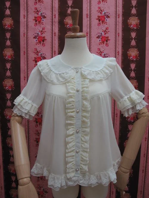 Weekend Savings Delight Yilia~Loose Chiffon Lace Lolita Blouse