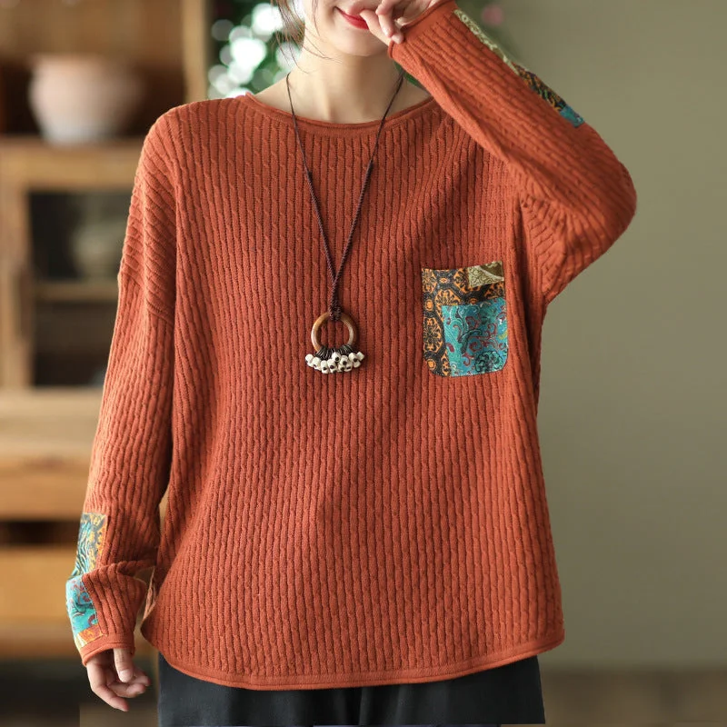 Deal Alert Babakud Women Autumn Retro Cotton Knitted Casual Sweater