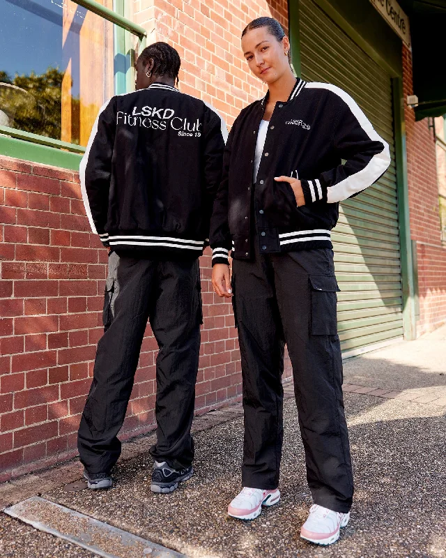 Price Break Unisex Fitness Club Bomber Jacket - Black-Off White
