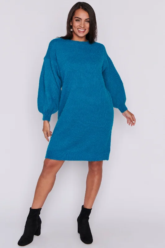 Weekend Offers That Sizzle Cozy Harbour Blue Knit Dress