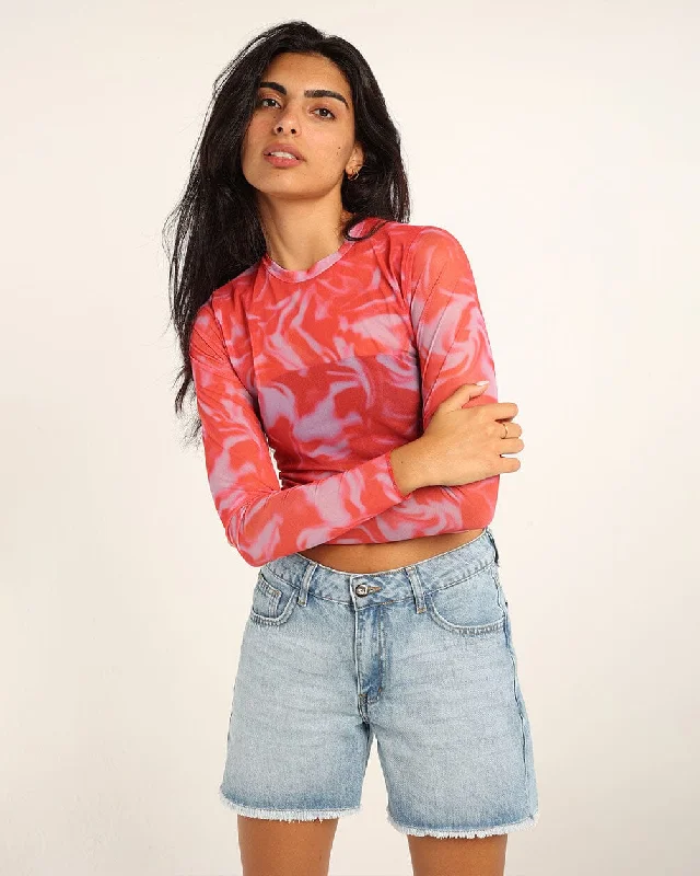 Price Cut Pink Aurora Mesh Top