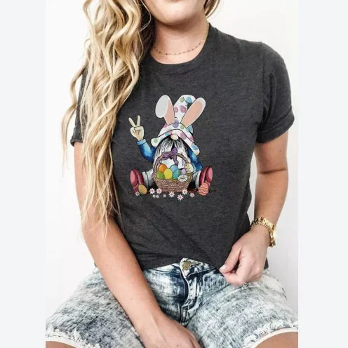 Pay Less Happy Easter Rabbit Egg Print Short Sleeve Wholesale Summer T-shirts