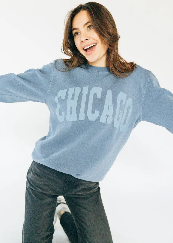 Final Clearance Chicago Collegiate Puff Sweatshirt - Slate Blue