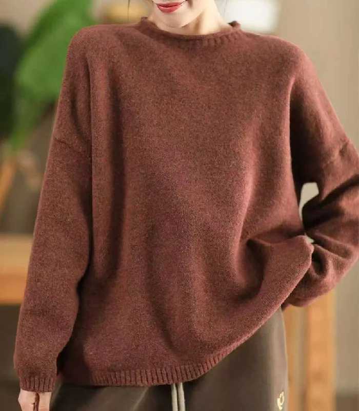 Hot Deal Loose Autumn Winter Fleece Warm Knitted Sweater