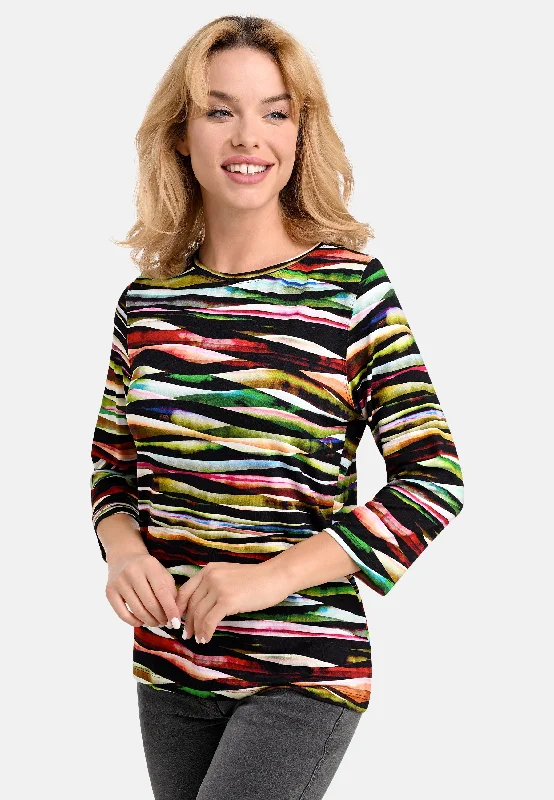 Super Sale Wavy Stripe Print Top