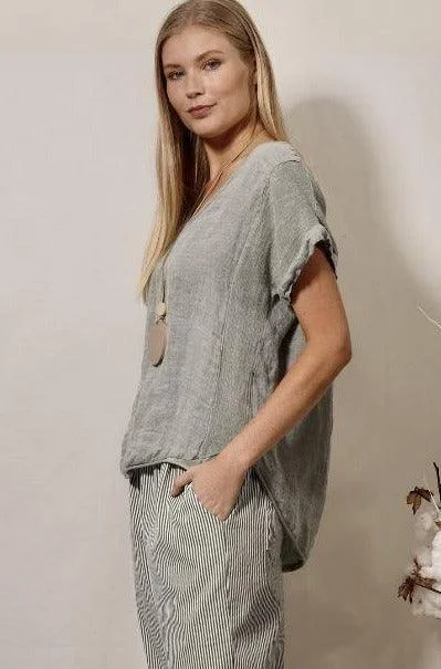 Weekend Discounts Worth Grabbing La Strada Italian Linen V Neck Shirt